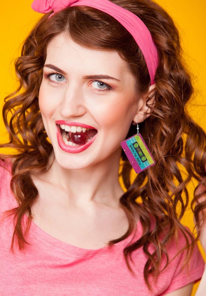 Modpide 80s Neon Earrings Hollow Lightning Bolt Halloween Punk Retro Earrings for Women 80's Party Accessories - Image 2